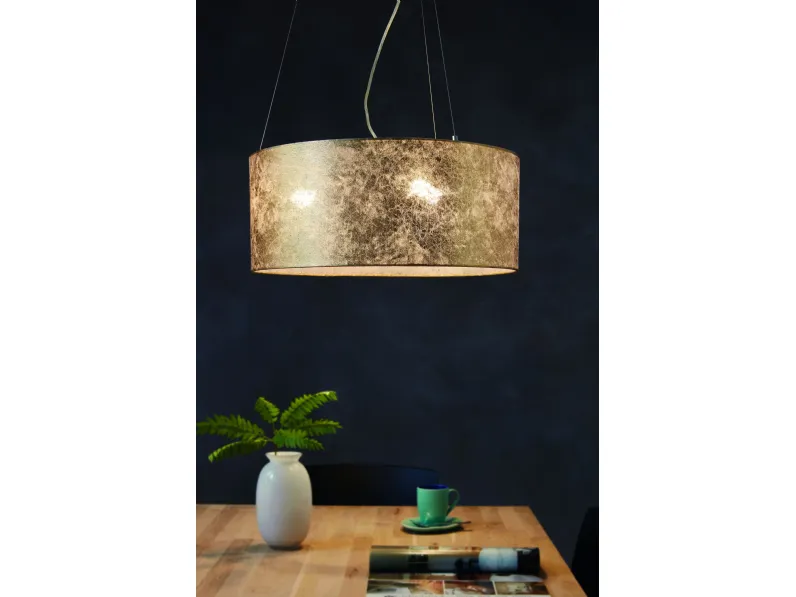 Lampada a sospensione in tessuto color oro Viserbella di Eglo