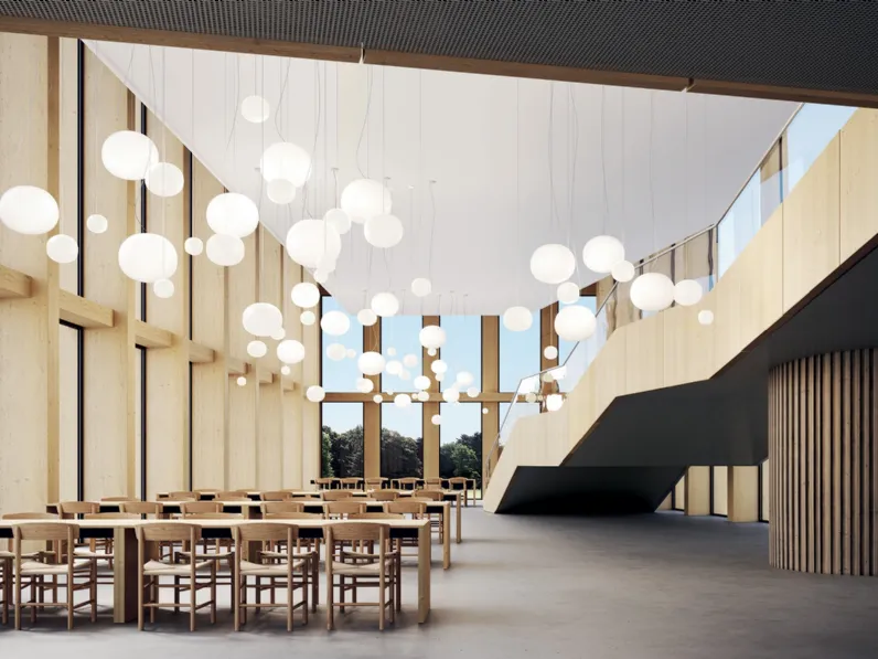 Lampada a sospensione in vetro Volum di Lodes