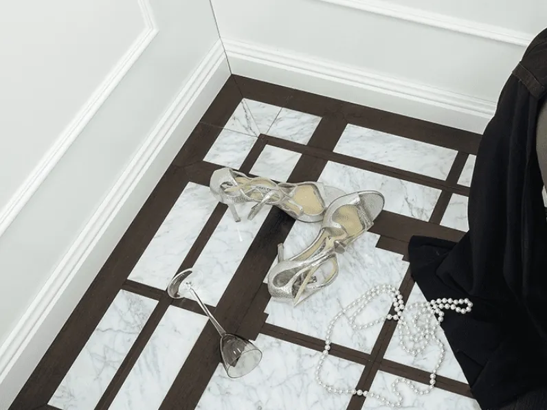 Parquet Quadri e Quadrotte Orto in Wengè e marmo di Milano Parquet