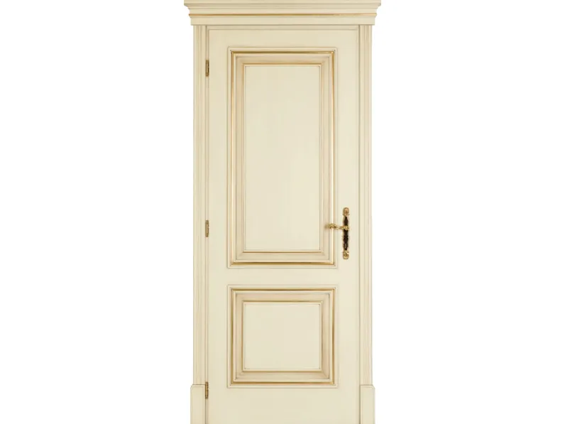 Porta per interni Boheme battente in laccato Bianco patinato antico con finitura a pennello foglia oro di Effebiquattro