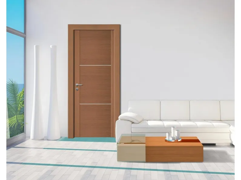 Porta per interni Ideal 11 in legno con inserti in alluminio di Nusco