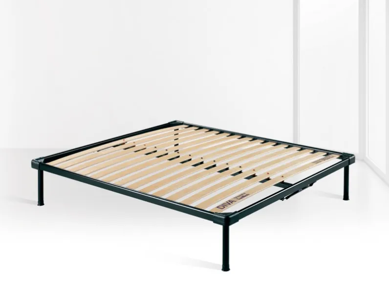 Rete letto Diva in metallo con listelli in Faggio naturale elastica e robusta di Lordflex's