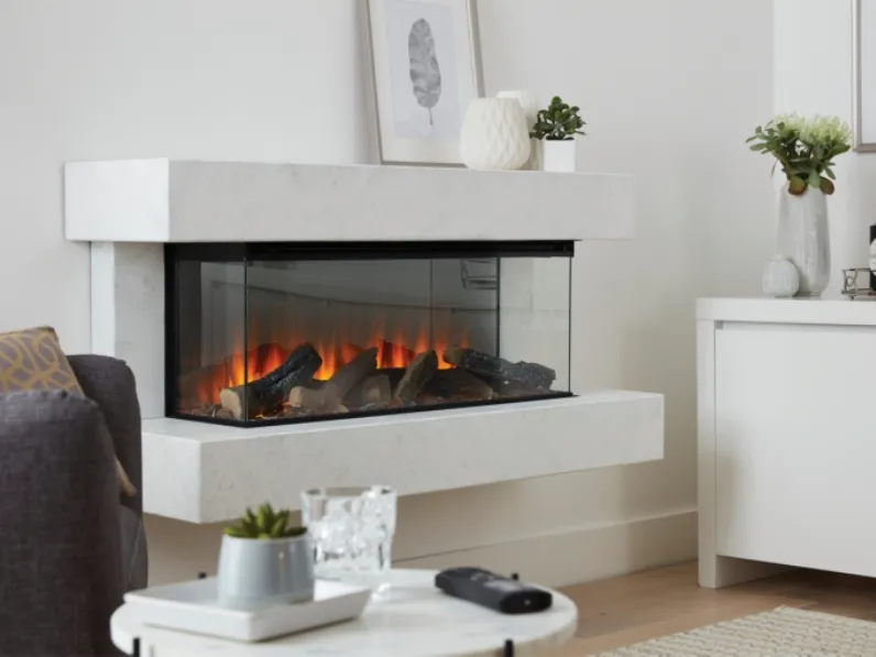 Camino elettrico vetrato di incredibile realismo a led Alisa 87 di Maisonfire