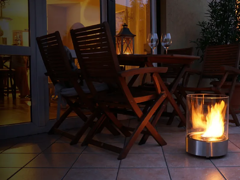 Caminetto a bioetanolo in vetro e acciaio satinato Simple di Planika