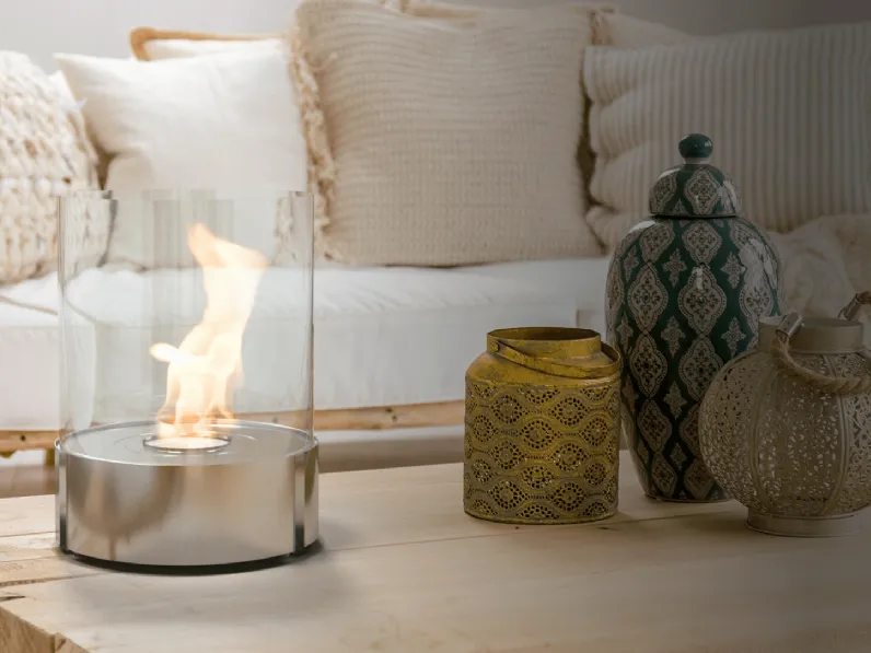 Caminetto a bioetanolo in vetro e acciaio satinato Simple di Planika