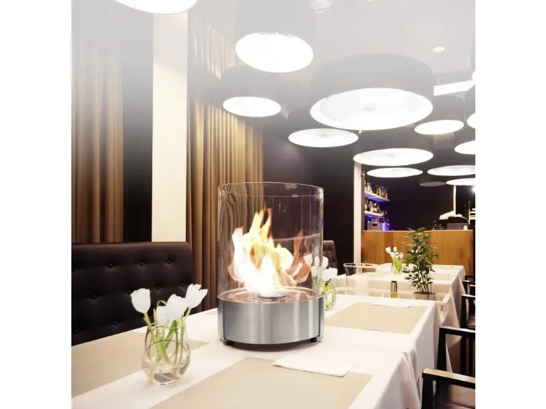 Caminetto a bioetanolo in vetro e acciaio satinato Simple di Planika