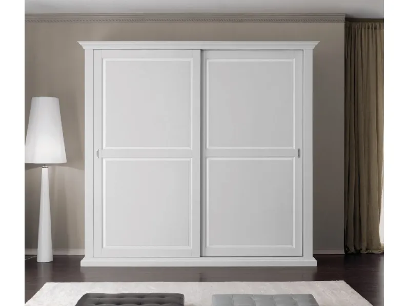 Armadio laccato bianco a 2 ante scorrevoli 2166-A di Zanini