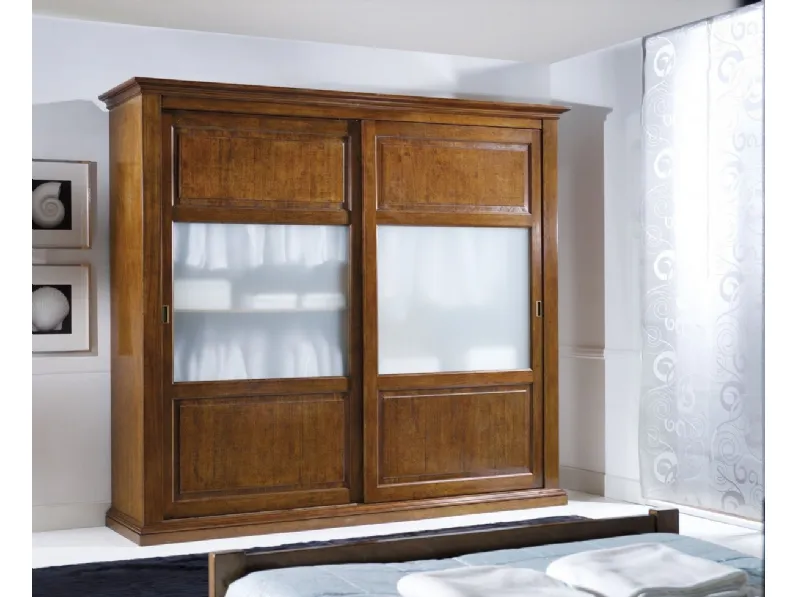 Armadio a 2 ante scorrevoli con inserti in vetro opaco 2167-A di Zanini