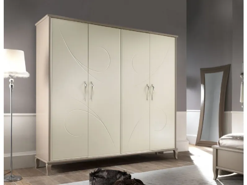 Armadio a 4 porte battenti con lavorazione di fresatura 3240-A di Zanini