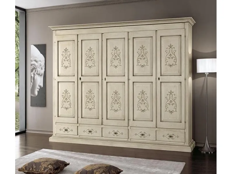 Armadio a 5 ante e 5 cassetti decorati 687-A di Zanini