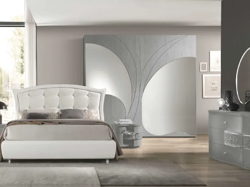 Armadio in frassino con specchio Adone Grey di Euro Design