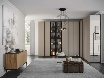 Armadio angolare Tumidei, battente con anta a telaio, design salvaspazio.