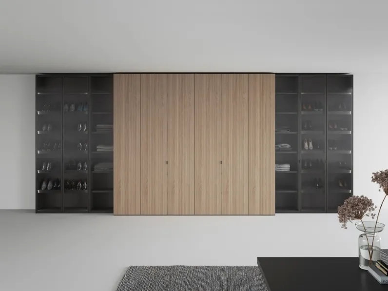 Armadio Freedhome Apertura Totale 50 Canneté in rovere e vetro di Caccaro