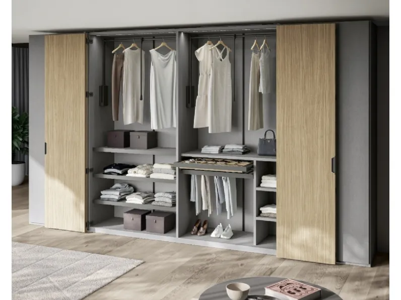 Armadio Ardecò Axel a Libro Ardesia e Rovere di Spagnol Mobili