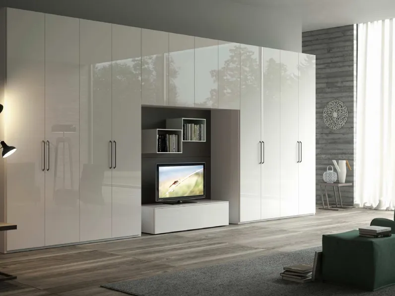 Armadio Ardecò Axel Bianco in laccato lucido di Spagnol Mobili