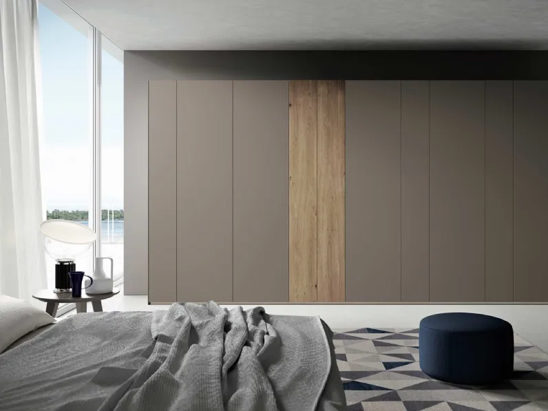 Armadio Ardecò Axel Fango in laccato e Rovere di Spagnol Mobili