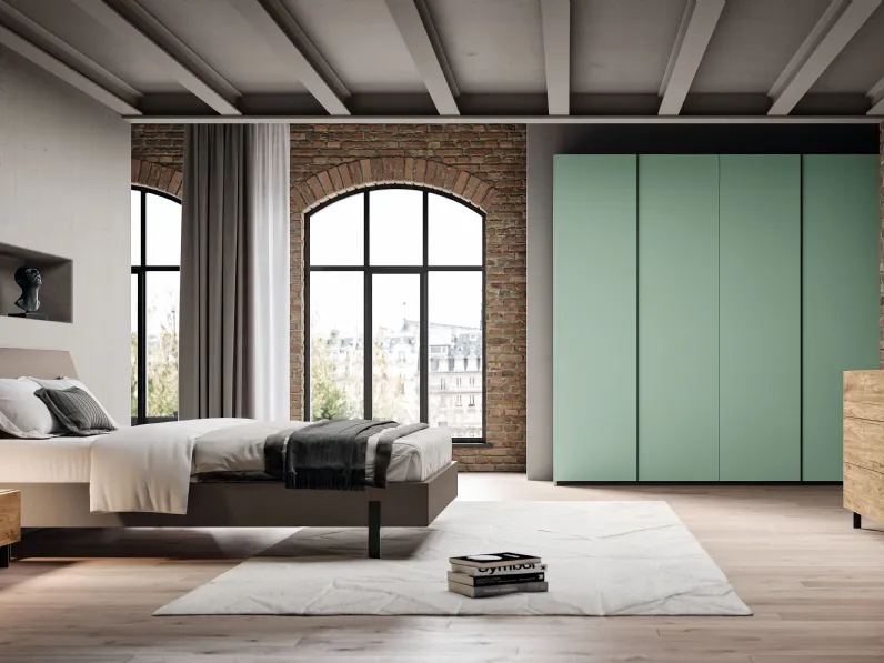 Armadio Ardecò Profilo Menta in laccato opaco di Spagnol Mobili