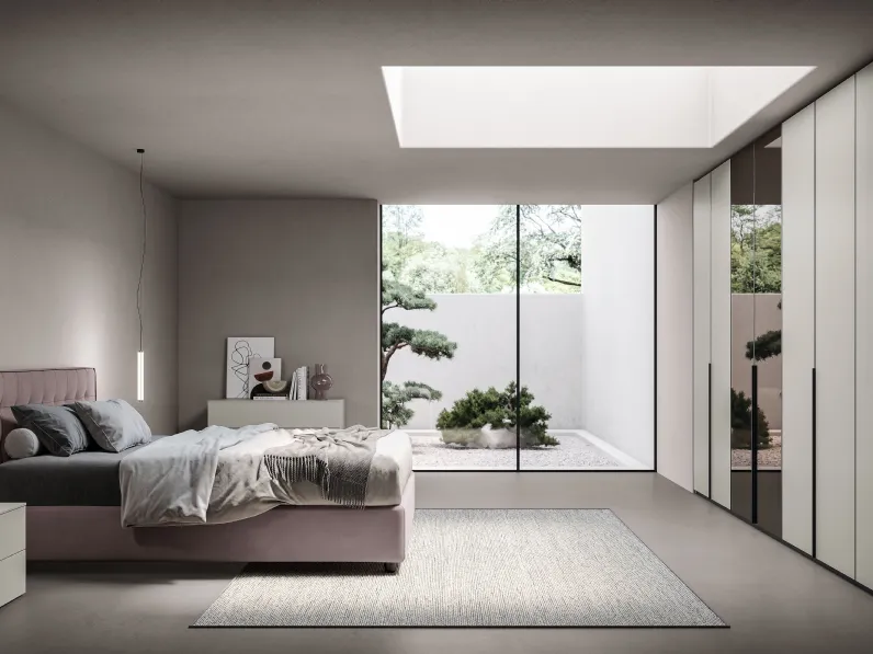 Armadio Ardecò Unica Grigio Londra e Specchio di Spagnol Mobili