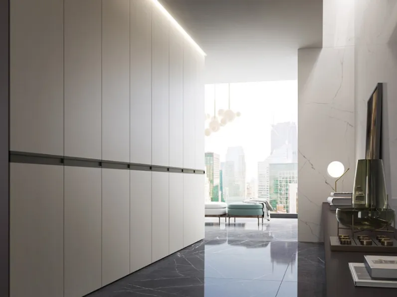 Armadio con ante battenti in finitura tecnolegno tessuto Calicot Aria di Sangiorgio