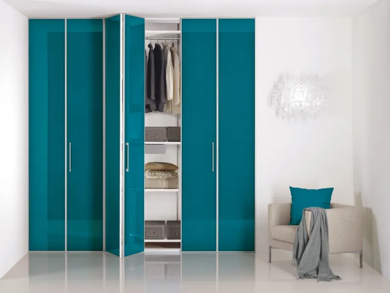 Armadio a Soffietto 03 in cristallo laccato e cornici cromate di Pozzi Armadi