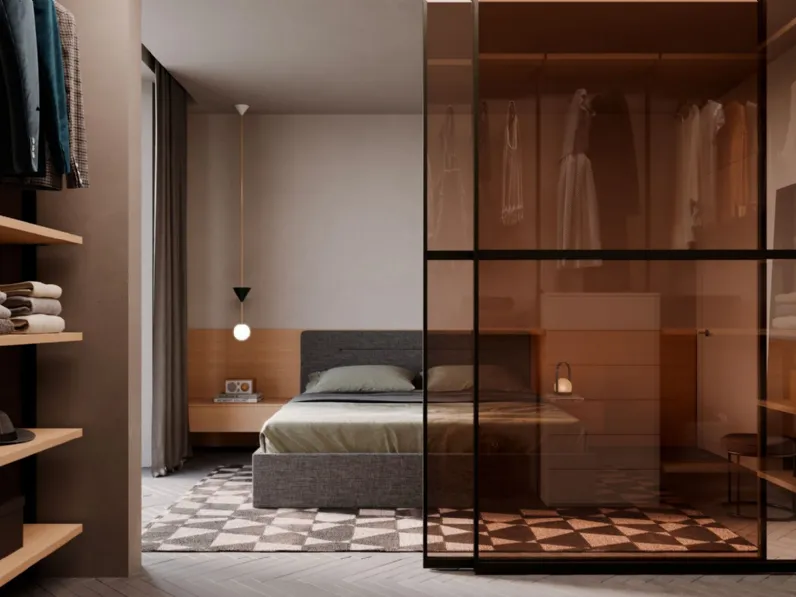 Cabina Armadio Night 17 con ante scorrevoli in vetro di Nardi Interni