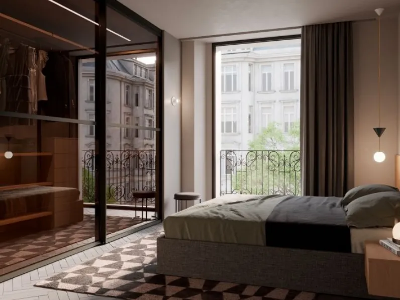 Cabina Armadio Night 17 con ante scorrevoli in vetro di Nardi Interni