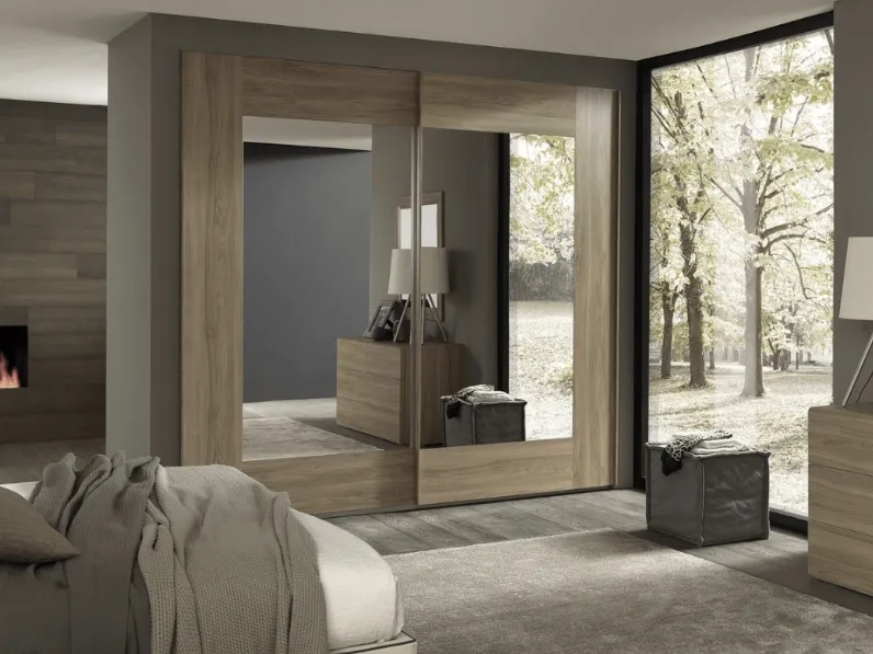 Armadio scorrevole 07 effetto noce con specchi di Felver