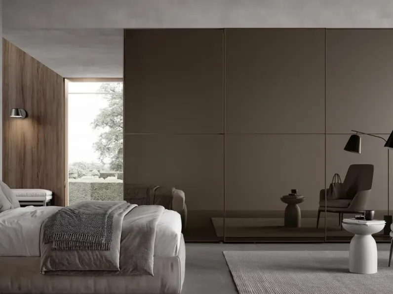 Armadio Atelier con ante scorrevoli Square a specchio color Bronzo di Adok