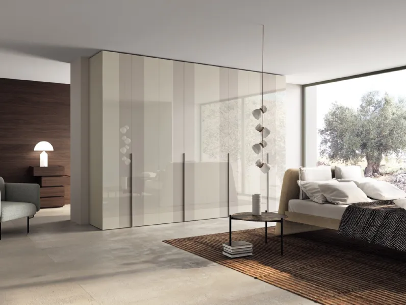 Armadio con ante battenti in vetro laccato Band 02 di Zanotti Mobili