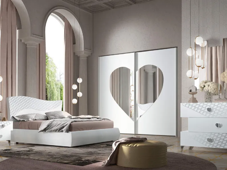 Armadio Bonbon Silver GDO 518 con specchio a cuore di Cecchini Italia