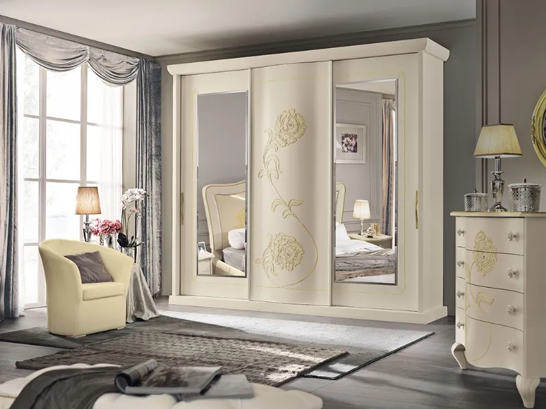 Armadio laccato Avorio con specchi Brigitte di Mobilificio AG