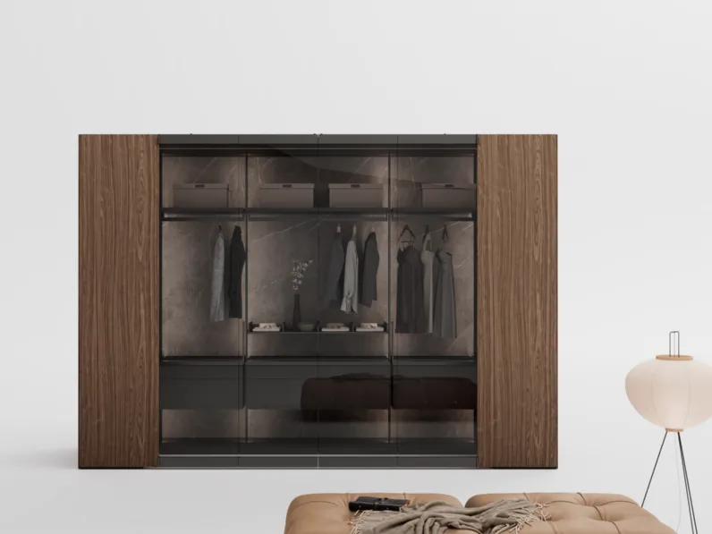 Cabina Armadio Camerino Freedhome in canneté Noce di Caccaro