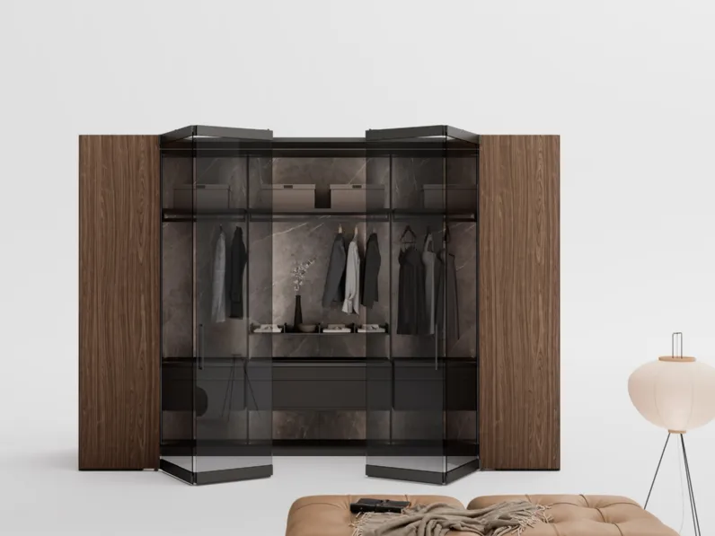 Cabina Armadio Camerino Freedhome in canneté Noce di Caccaro