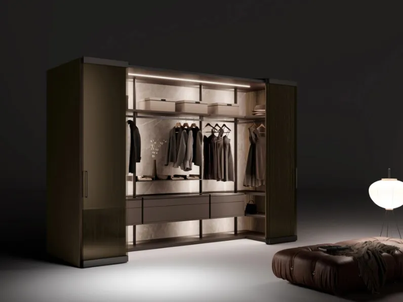 Cabina Armadio Camerino Freedhome in canneté Noce di Caccaro