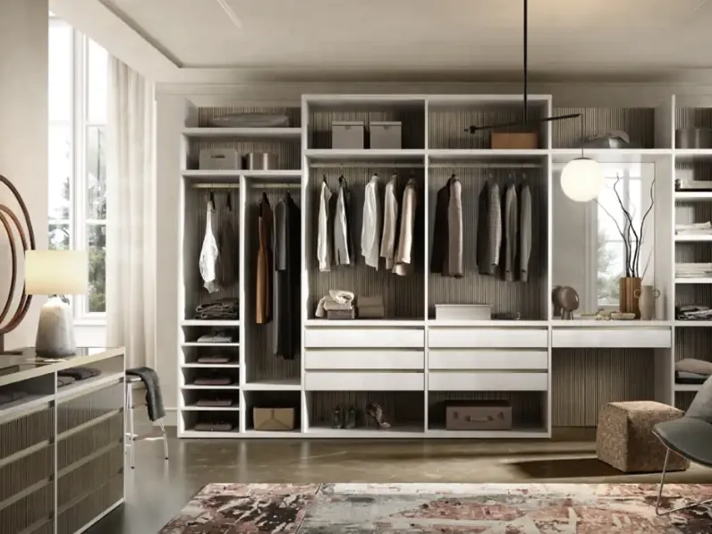 Cabina armadio Taurus T521 in nobilitato resina e rigatino di Moretti Compact Giorno Notte