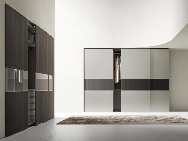 Armadio con ante scorrevoli Clara in laccato opaco o nobilitato di Alf Da Frè