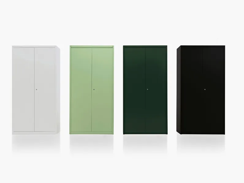 Armadio con ante battenti Classic in metallo White, Pastel Green, Forest Green e Black di Fantin