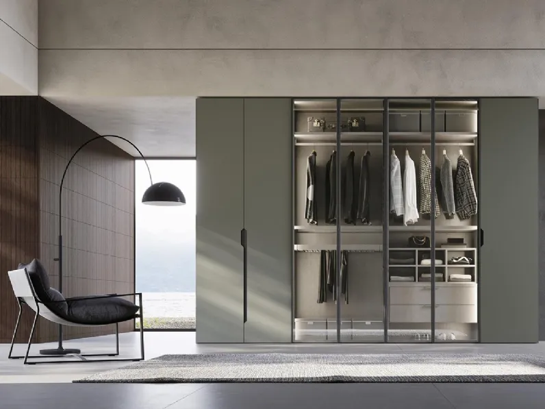 Armadio con ante battenti Comp N22 in laccato e vetro di Mobilgam