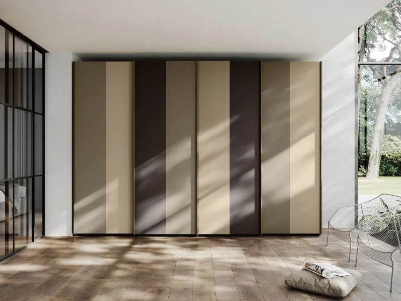 Armadio Continuo 3|0 RQN007 Risiko in laccato tortora, caffelatte e brown di Imab