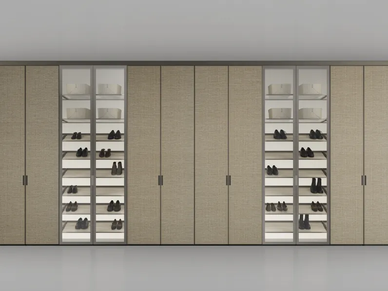 Armadio Cover con ante in Rafia e Vetro di Rimadesio