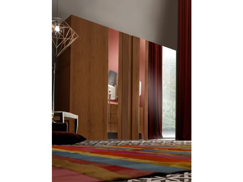 Armadio con ante scorrevoli in legno con specchi Domino di Modesign