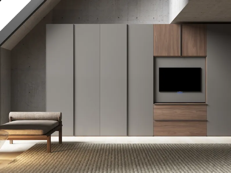 Armadio con ante battenti e porta TV Linea di Favero