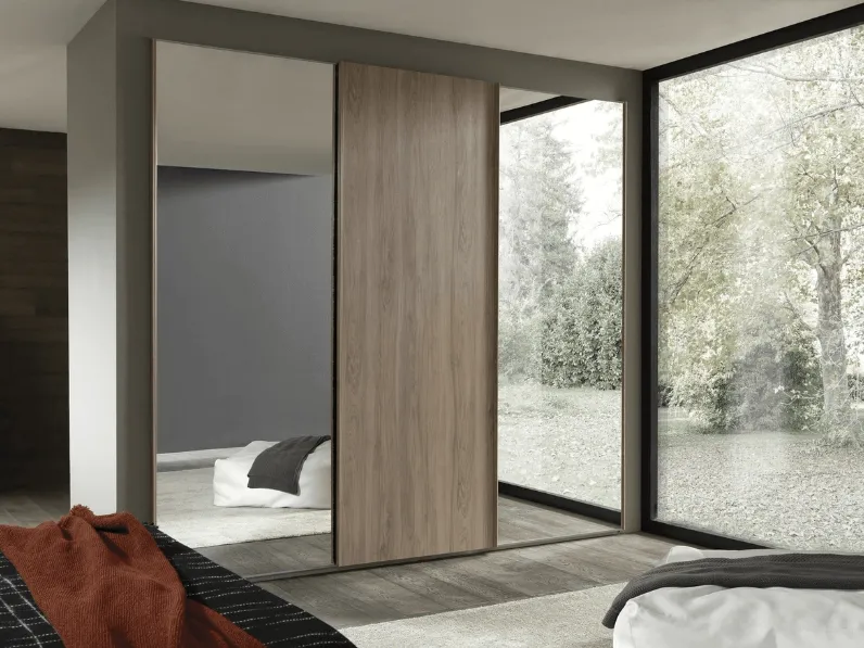 Armadio con ante scorrevoli 11 finitura legno e vetro di Felver