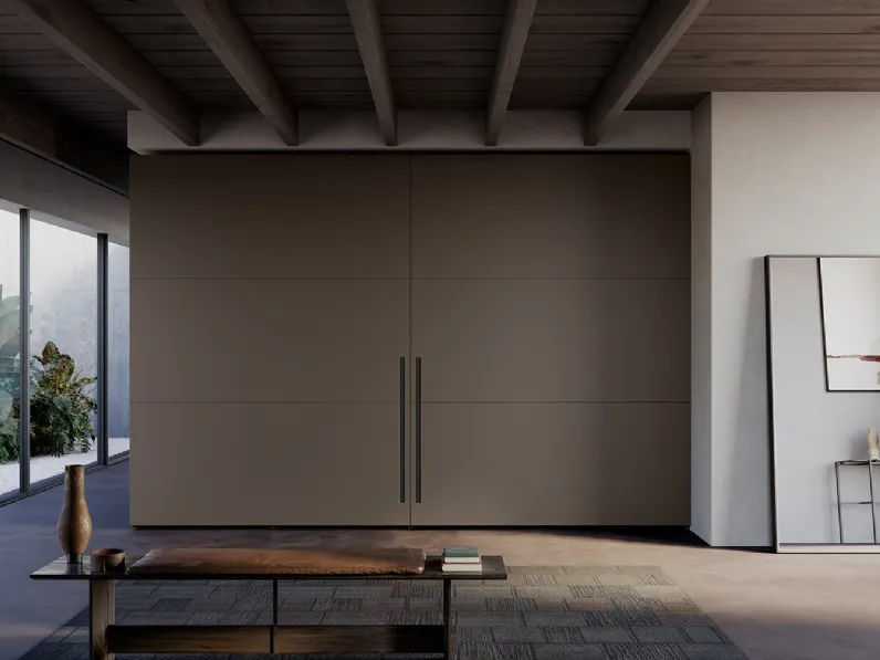 Armadio con ante scorrevoli Gap in laccato Fango di Olivieri