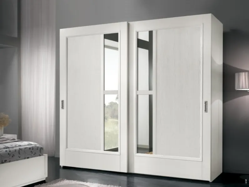 Armadio Giselle art 4275 in laccato bianco con specchi di Padovani Mobili