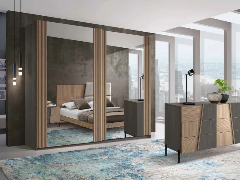 Armadio in frassino con specchi Icon 2|4 IC211 di Imba Srl