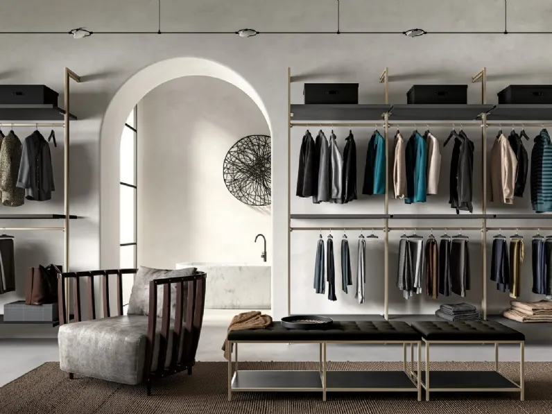 Cabina Armadio Light GH1010 in alluminio e laccato opaco di Abitare Mobilstella