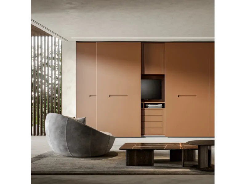 Armadio con ante complanari Plana Liscia Terra Bruciata di Veneran