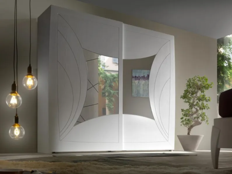 Armadio Luna art 5150 finitura Bianco con specchi di Padovani Mobili