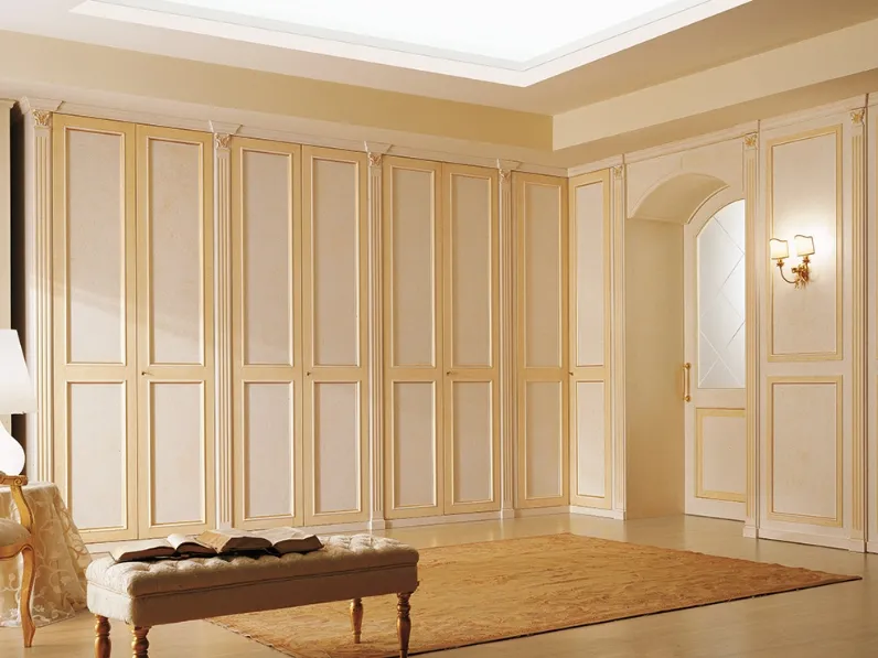 Armadio a muro M229 Ypsilon finitura Antiquariato con fascia Ocra di Ferretti e Ferretti